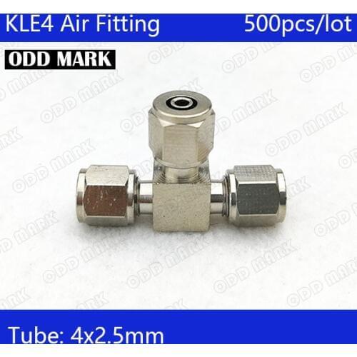 Free shipping 500pcs/lot Pneumatic Fittings 4m to 4mm to 4mm Hose Pipe Quick Joint Coupling Connectors Nickel Plated Brass KLE4