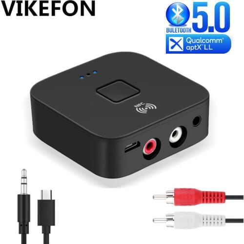 Auto On/OFF Bluetooth Receiver APTX LL 3.5mm AUX RCA Jack Wireless Adapter NFC & Mic Bluetooth 5.0 4.2 Car Audio Receiver