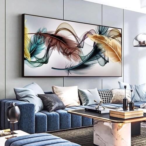 Large Ginkgo Leaf and Feather Diamond Canvas Painting Full Drill Square Rhinestone Mosaic Embroidery Round Decor Nordic Poster
