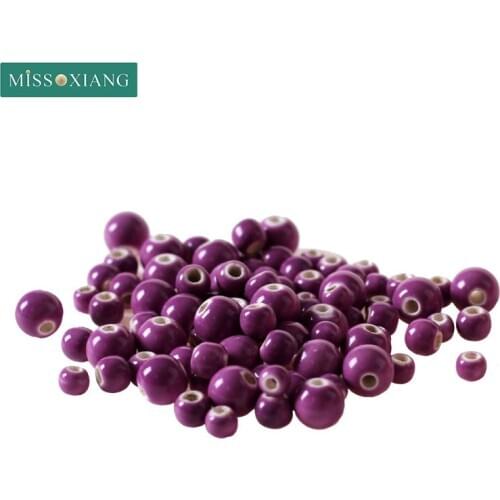50pcs/lot Natural Purple Ceramics Round Hole Beads 6 8 10mm Size for Female Fashion DIY/Handmade Jewelry Making Wholesale