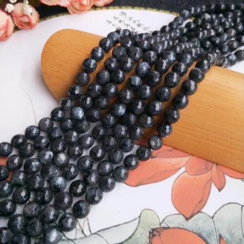 Black Labradorite round faceted 8/10/12/14mm 15" for DIY jewelry making loose beads FPPJ wholesale beads nature gemstone