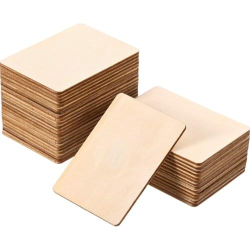 30pcs Blank Wood Squares Pieces Unfinished Round Corner Square Wooden Cutouts for DIY Arts Craft Project Laser Engraving Carving