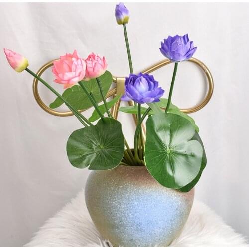 Simulation Lotus Fake Flowers Lotus Leaf Artificial Flowers Plants Hotel Office Home Decor Photography Props Ornaments