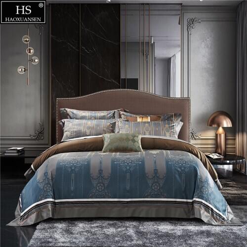 Delicate Baroque Design Blue Coffee 4Pieces Bedding Sets Digital Printing BedSheets Pillowcase Duvet Cover Queen King Size