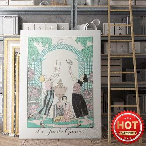 Georgr Barbier Exhibition Museum Poster, Le Jeu Des GrâCes Canvas Painting Wall Picture, The Game Of Graces Vintage Art Prints