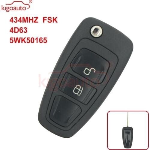 Kigoauto 5WK50165 Flip key 2 button 434mhz FSK 4D63 chip HU101 for Ford Ranger 2011 2012 2013 2014 2015