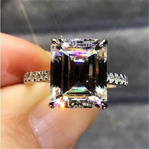 Emerald cut 3ct Lab Diamond Ring 925 sterling silver Jewelry Engagement Wedding band Rings for Women Bridal Statement Jewelry