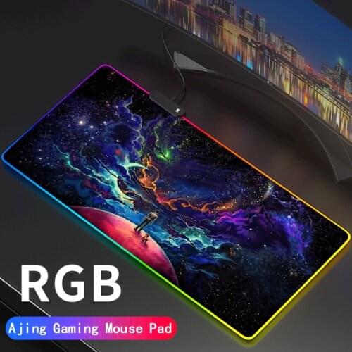 Nebula Space Gaming Mouse Pad Deco Gaming Lights Slipmat Rgb Rug Play Mat Planet Backlight Pc Gamer
