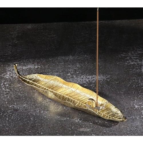 Lucky Gold Leaf Incense Burner Classic Alloy Aromatherapy Furnace Home Aromatic Censer Decorative Crafts Ornaments