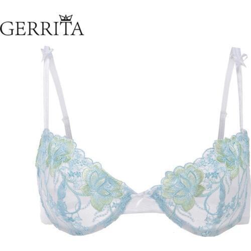 GERRITA Hot Women Sexy Bras Unpadded Lace Translucent Brassiere Full Underwear Bra Lingerie Intimates Bralette Ladies