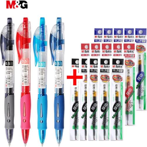 China M&G Brand Quality ballpoint pen 0.5 mm Stationery retractable gel pen & refills set Blue ballpen School & office supplies