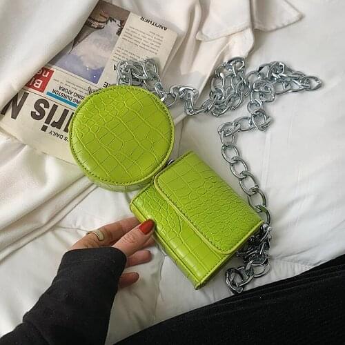 Stone Pattern Small PU Leather Round+Flap Crossbody Bag 2021 Summer Luxury Brand Chain Shoulder Handbags and Purses