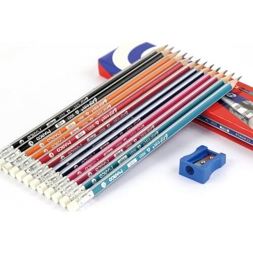 Marco 12pcs Craft Pencils Non-toxic Drawing Sketching Pencil Set for School Student Sketch Gift Stationery Art supplies freeship