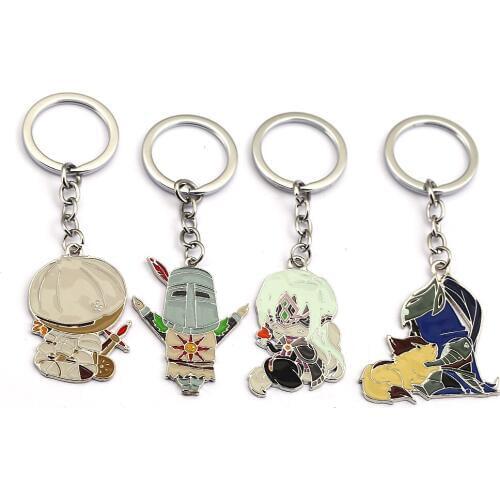 Dark Souls Solaire of Astora Keychain Onion Knights ARTORIAS Firekeeper Metal Pendant Key Ring Bag Charm Key Chain Game Jewelry