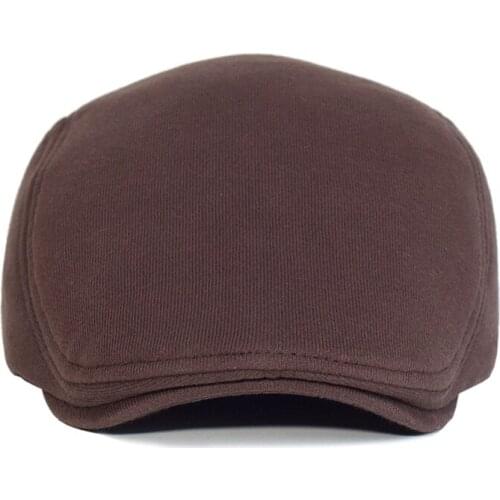 New Solid Color Soft Top Adjustable Spring Autumn Newsboy Hat Short Brim Cotton Unisex Berets MenS Hat