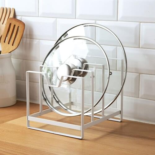 Pot Lid Organizer Dish Pans Drying Rack Drainer Plate Holder Storage Shelf Organizer Stand Sink Drain Cutting Board Holder Stand