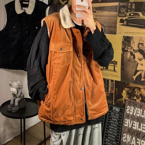 Autumn Winter Lambswool Cotton Vest Men Turn-down Collar Thick Warm Waistcoat Mens Windproof Casual Sleeveless Jacket 5XL-M