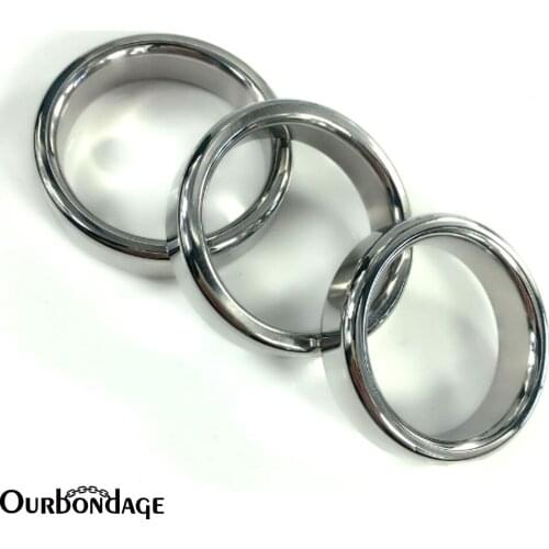 Ourbondage 3 Size Stainless Steel Heavy Duty Penis Ring Stretcher Scrotum Pendant Restraint Penis Traning For Men Gay Sex Toy