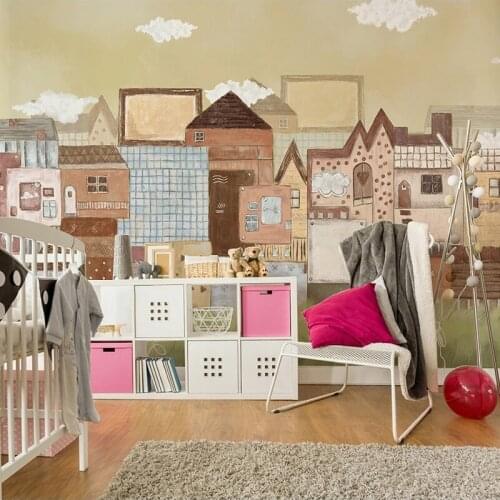 Custom 3D Photo Wallpaper Hand Painted Cartoon House Children Room Kids Bedroom Background Wall Decoration Mural Papel De Parede