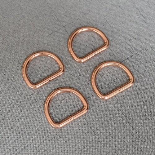 10 Pieces 25mm Rose Gold D Ring Belt Ribbon Buckle For Backpacks shoes Bag Cat leash Dog leash Buckles DIY Accessories
