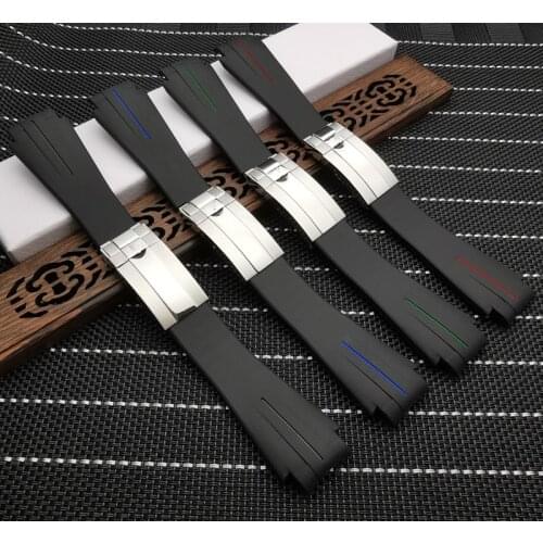 Top quality 20mm Rubber Silicone Watch Strap Buckle Waterproof Watchband for Role Submariner Daytona GMT OYSTERFLEX Watch