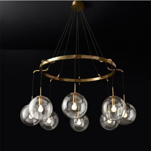 RH Modern Loft Round Glass Ball Chandeliers Lights Living Room Restaurant Clothing Store Hanging Lamps Bedroom American Lighting