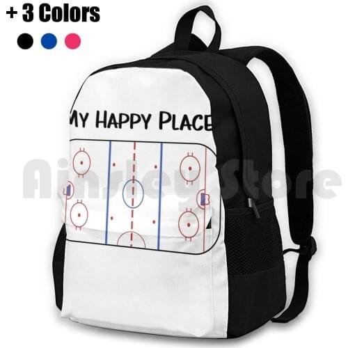 My Happy Place Outdoor Hiking Backpack Riding Climbing Sports Bag Hockey Life Hockey Ice Hockey Ice Rink Rink Hockey Player