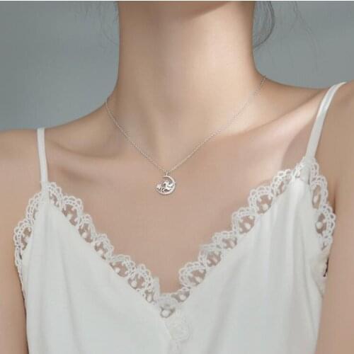 Silver Necklaces 925 Sterling Silver Pendants Necklaces with Cubic Zirconia Fashion Style