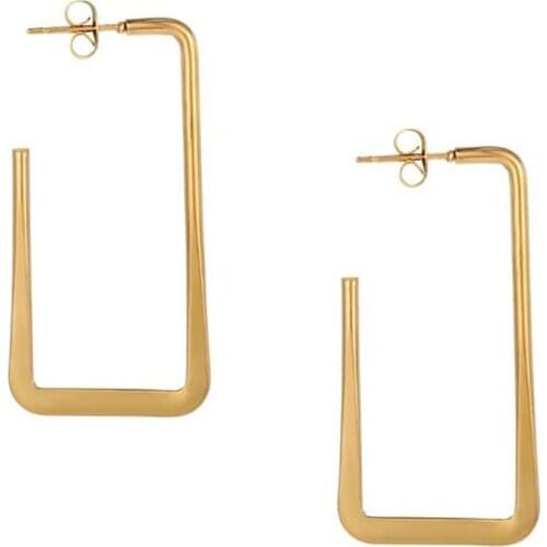 Stainless Steel Africa Gold Hoop Loop Earrings Women Fashion Brand Square Geometry Earrings Jewellery Gift For Him
