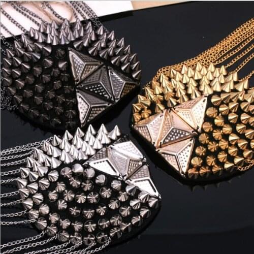 3 colors Handmade vintage jewelery tassel big shoulder brooch Punk style 1pcs