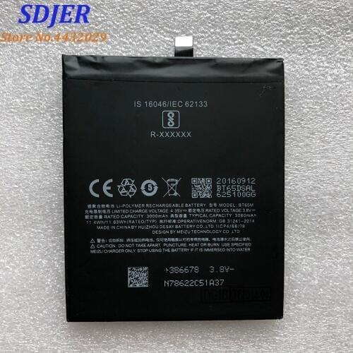 High Quality Original BT65M Battery Replacement 3000mAh Battery Parts For Meizu Meizy MX6 MX 6 Smart Phone