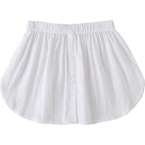 Women Layered Decorative Skirt Striped Jacquard White A-Line Flare Curved False Hem Buttons Detachable Apron Accessories