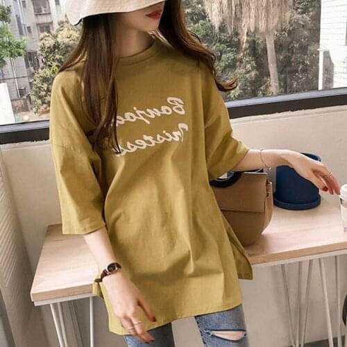 Womens Short Sleeve Loose Tee Shirt Summer Korean Harajuku T-shirts Casual Ladies Plus Size Tops