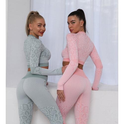 Women Fitness Sport Yoga Suit Seamless Women Yoga Set Long Sleeve Yoga Clothing Female Sport Gym Suits Wear Running Clothes
