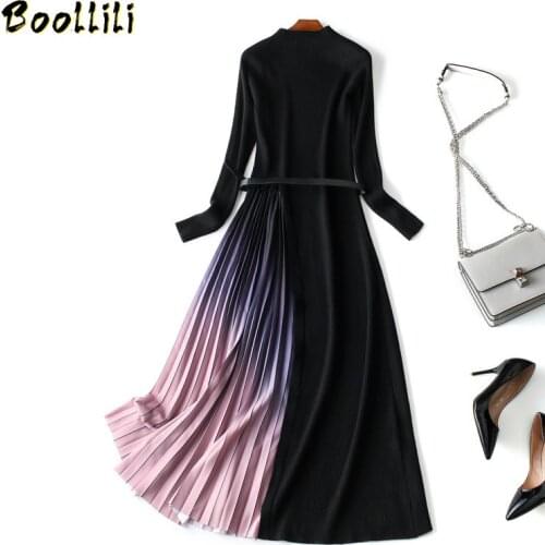 Vintage Elegant Maxi Dress Women Spring Long Sleeve Chiffon Dress 2020 Ladies Dresses Party Pleated Dress with Belt Vestido