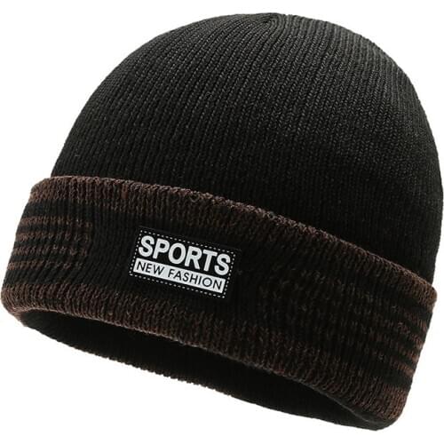 Winter Black Hat for Men Solid Woolen Thickened Knit Hats Beanies Warm Hat Soft Casual Fashion Leisure Cap Ski Hat