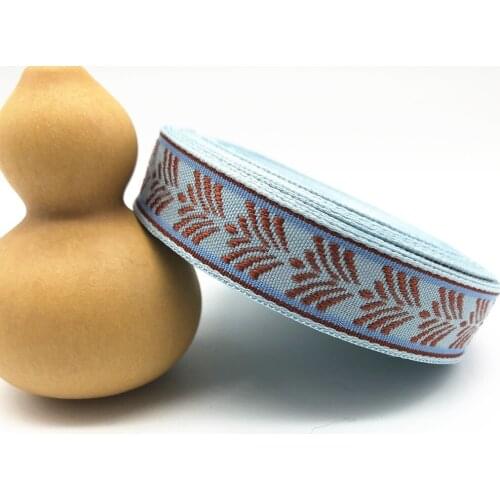 10Yards 16mm 5/8" Simple Blue Floral Embroidery Jacquard Ribbon for Sewing Craft Wedding Home Party Accessories Gifts Packaging