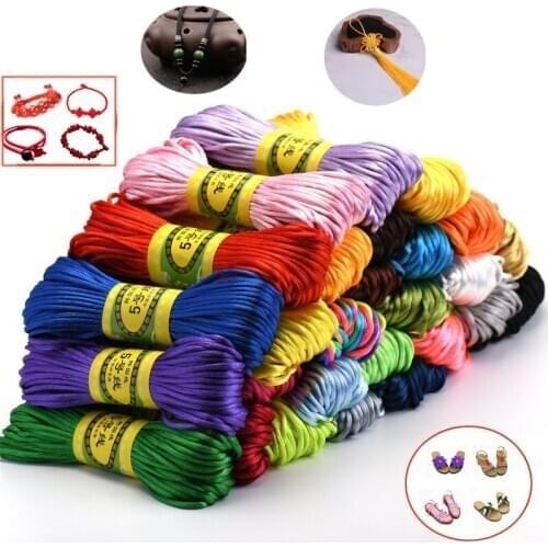 20m 2.5mm Braided Macrame Silk Satin Cord Rope DIY Jewellery Bracelet Making Beading Thread String Chinese Knotting Wire Cord