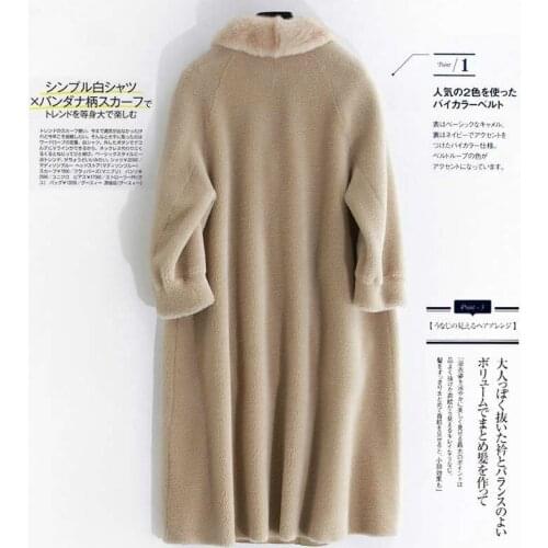 2020 Autumn Winter 100% Wool Coat Women Real Fur Coat Sheep Shearling Mink Fur Collar Long Jacket Casaco De Pelo KJ707