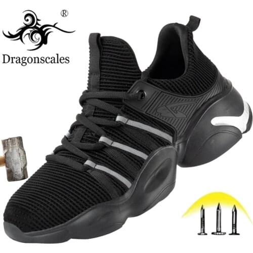 2021 Breathable Mesh Safety Shoes Men Women Light Sneaker Indestructible Steel Toe Soft Anti-piercing Work Boots Plus size 36-48