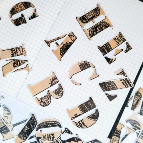 26pcs cute Letters newspaper Paper Stickers Crafts And Scrapbooking stickers book Decorative sticker DIY Stationery