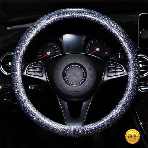 38CM Car Steering Wheel Cover Protector For Women Girls Bling Bling Rhinestones Crystal Car Interior Decoration Auto Accessories