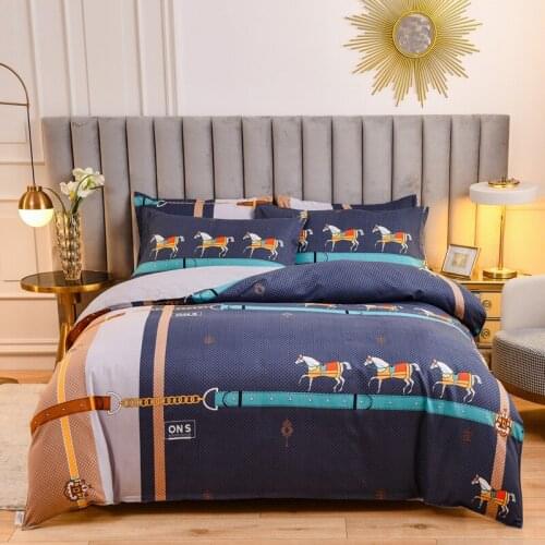 4pcs Bedding Set Luxury Floral Printed Comforter Set Flat Sheet Bed Skirt Bedspread Bed Cover Quilt Cover King Queen Twin Size