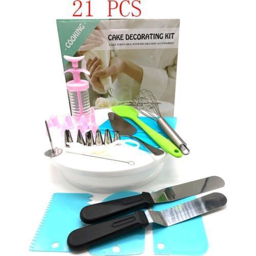 21 Pcs Cake Turntable Rotating Anti-skid Cake Decorating Turntable Cake Rotary Table Round Cake Stand Kitchen Baking Tools