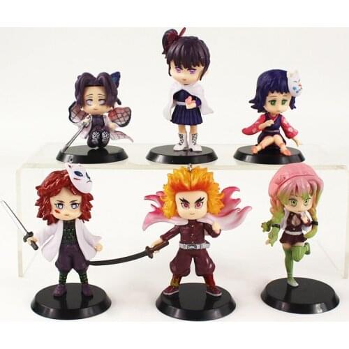 6Pcs/Set Demon Slayer Action Figures Tsuyuri Kanawo Kochou Shinobu Rengoku Kyoujurou Kanroji Mitsuri Sabito Model Toy