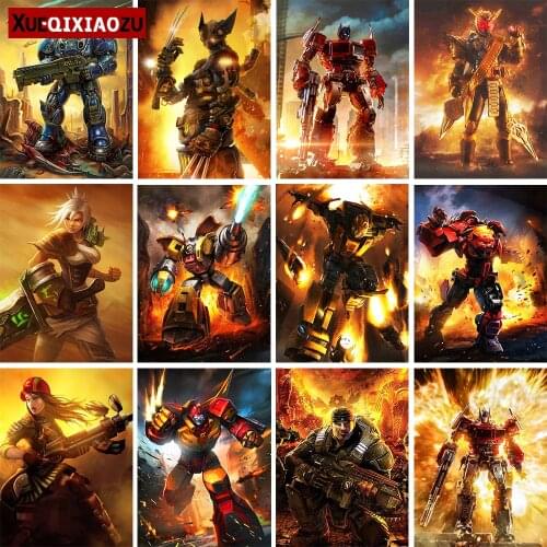 5D Diy Full Square/Round Rhinestone Diamond Painting Cartoon Robot War Mosaic Embroidery Cross Stitch Kit Crafts Home Decoration