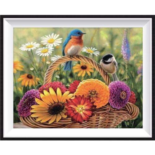 Diamond Painting 5D Embroidery Bird On Flower Basket Set Full Round Drill Mosaic Super High-Quality Rhinestone Kit Home Decor