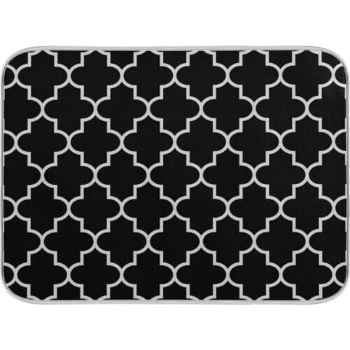 High Quality Arabic Seamless Pattern Dish Drying Mat For Kitchen Grid Lantern Shapes Absorbent Microfiber Tableware Pad Dish Mat