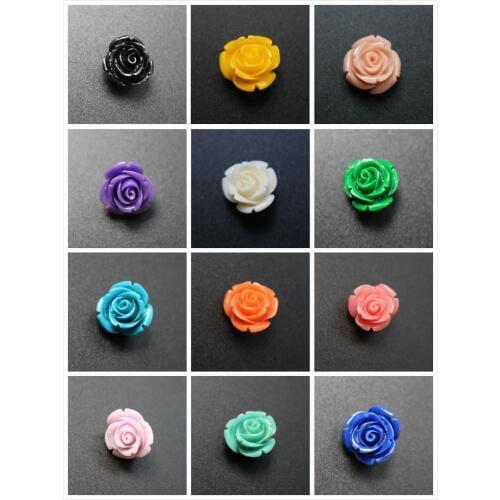 12mm 15mm Rose Beads Artificial Coral beads Cabochon Coral flower Multi-color for Jewelry making