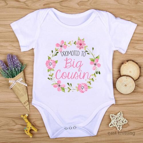DERMSPE Summer Fashion New Baby Boys Girls Short Sleeve Letter Print Promoted To Big Cousin Romper Jumpsuit Baby Clothes